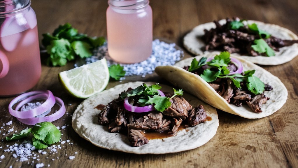brisket tacos with toppings